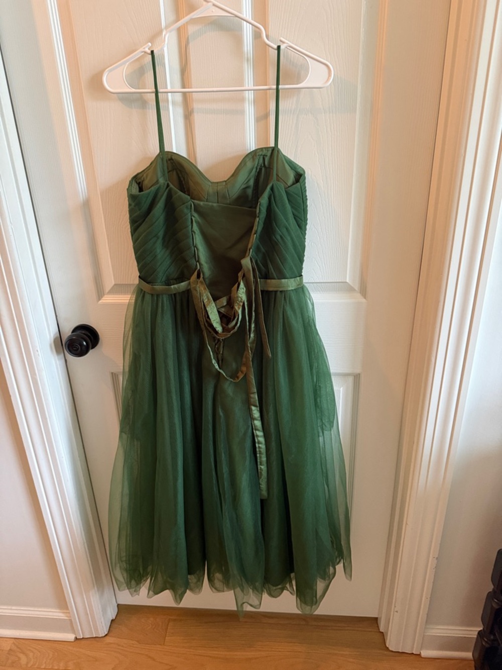 Green Tulle Midi Dress with Spaghetti Straps - Picture 2 of 2